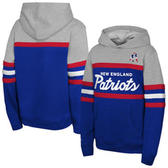 New England Patriots Throwback Head Coach Pullover Hoodie - Royal cheap