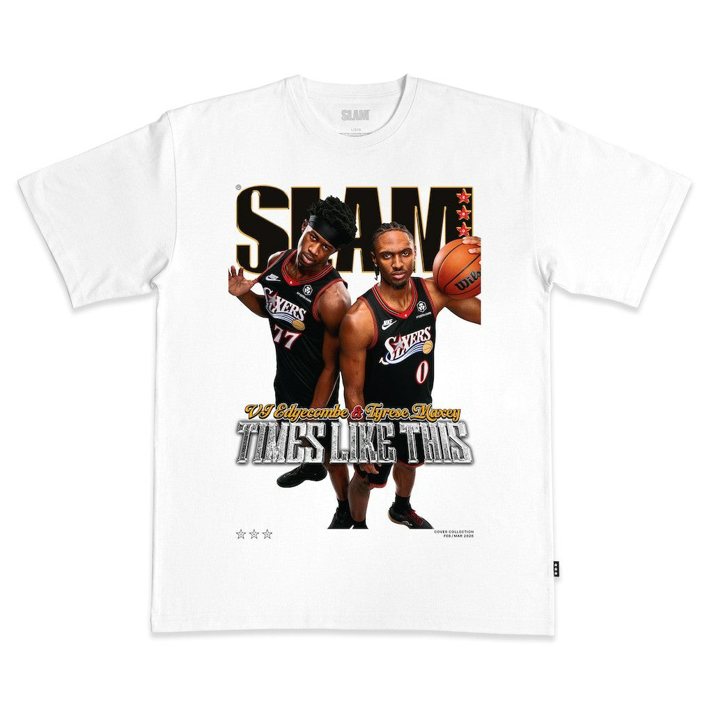 VJ Edgecombe & Tyrese Maxey Philadelphia 76ers SLAM Unisex Cover T-Shirt - White sale