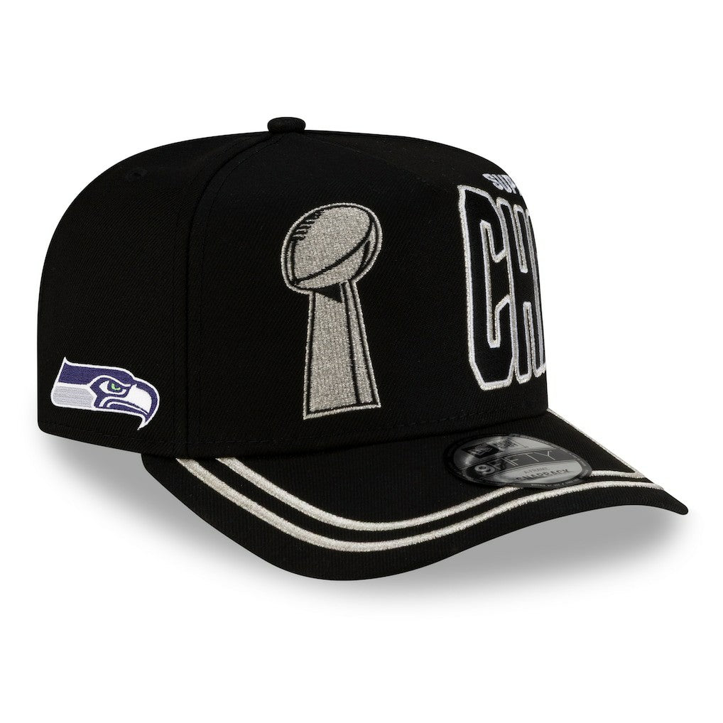 Seattle Seahawks New Era Super Bowl LX Champions Parade A-Frame 9FIFTY Snapback Hat - Black discount