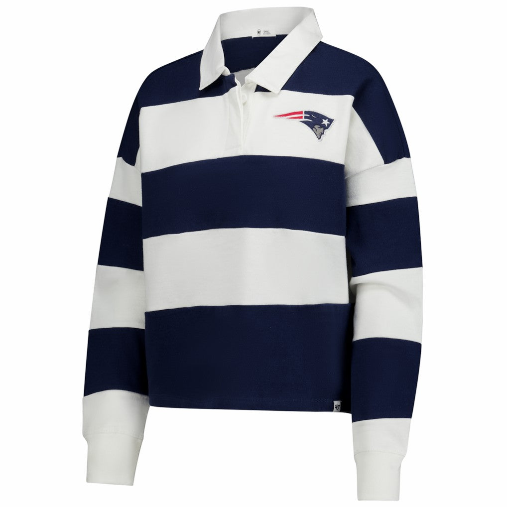 New England Patriots '47 Women's Clubhouse Hall Raven Rugby Long Sleeve T-Shirt - Navy/White sale