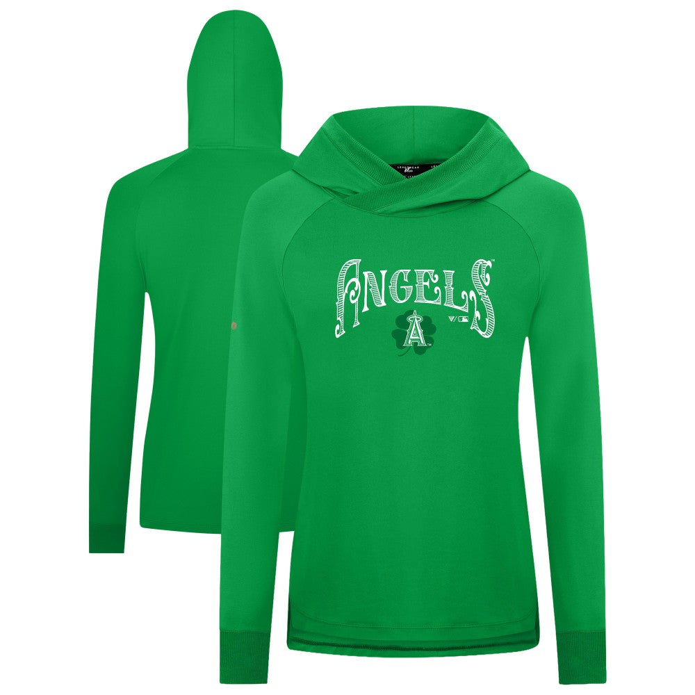 Los Angeles Angels Levelwear Women's St. Patrick's Day Slender Raglan Hoodie Green