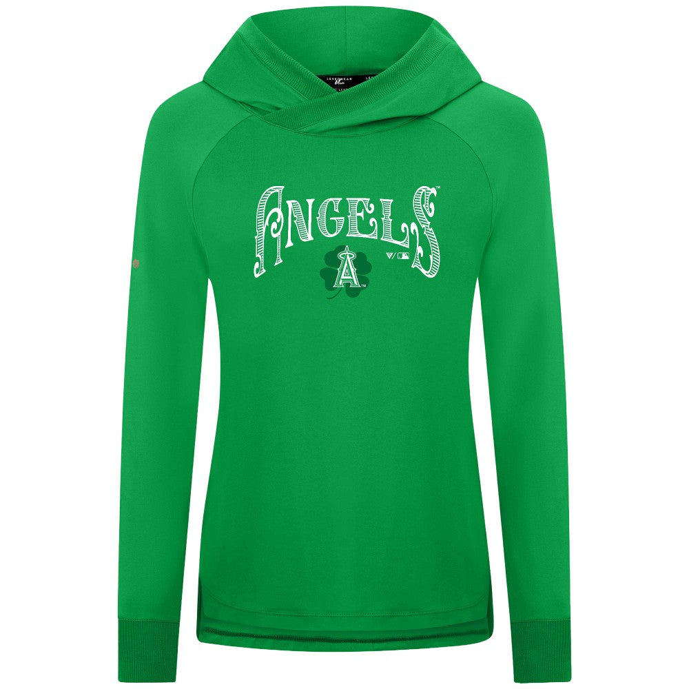 Los Angeles Angels Levelwear Women's St. Patrick's Day Slender Raglan Hoodie Green