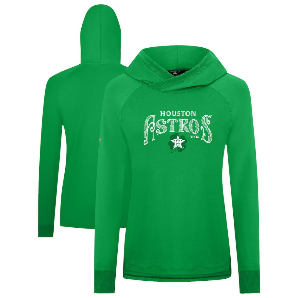 Houston Astros Levelwear Women's St. Patrick's Day Slender Raglan Hoodie Green