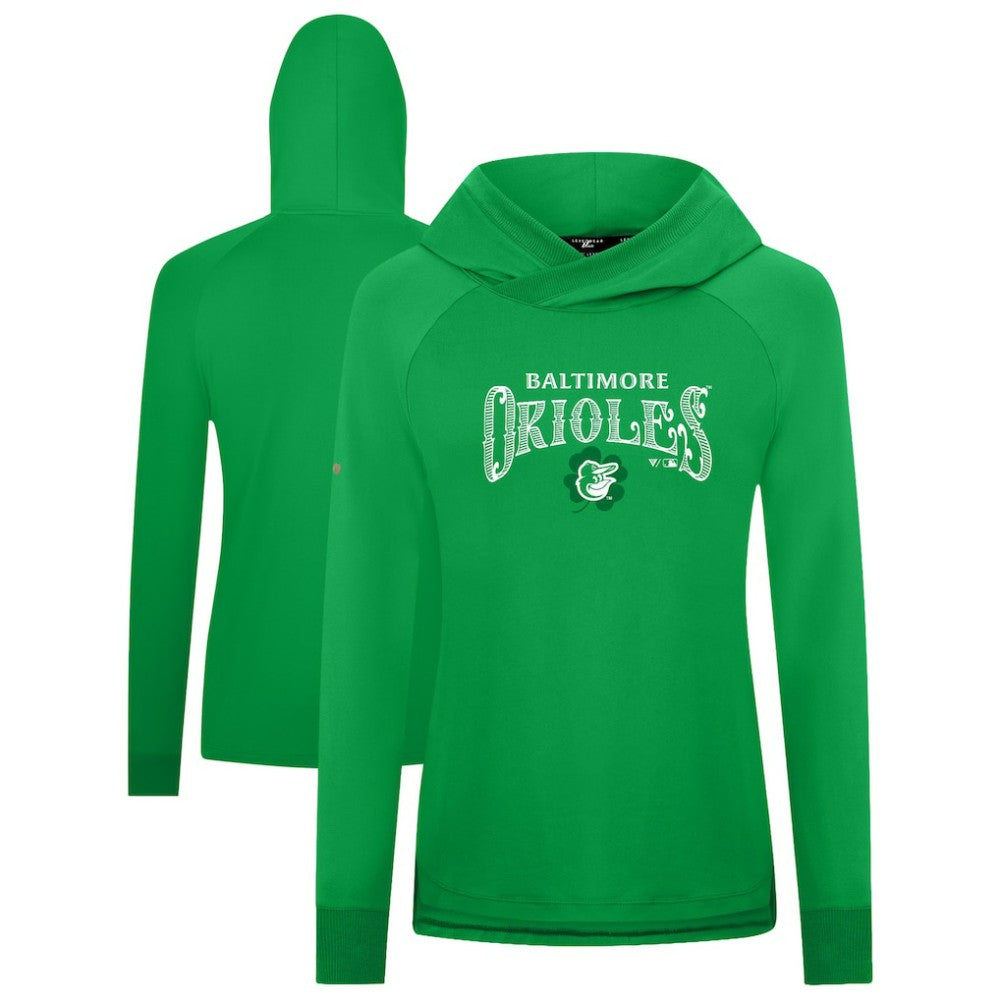 Baltimore Orioles Levelwear Women's St. Patrick's Day Slender Raglan Hoodie Green