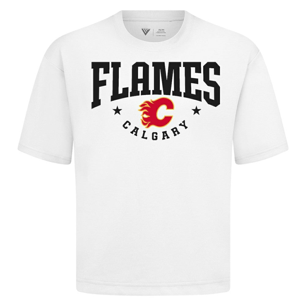 Calgary Flames Levelwear Luxe Signature Knit T-Shirt - White T-shirts