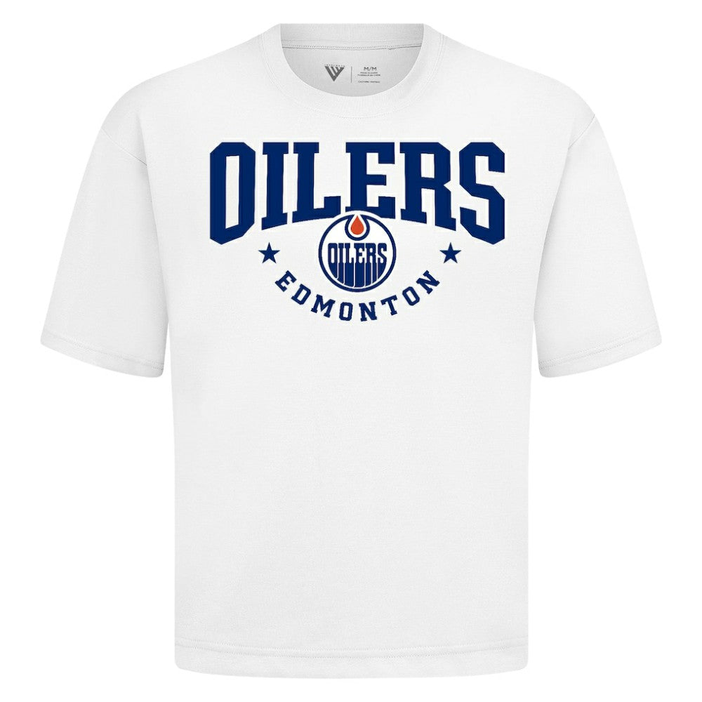 Edmonton Oilers Levelwear Luxe Signature Knit T-Shirt - White T-shirts