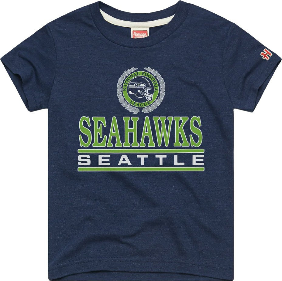 Seattle Seahawks Homage Youth Crest Tri-Blend T-Shirt - College Navy discount
