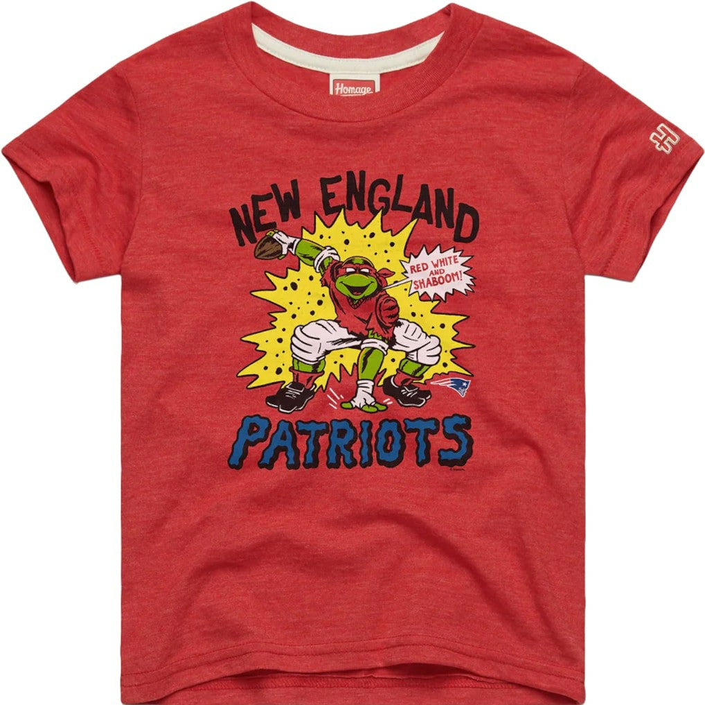 Raphael New England Patriots Homage Youth TMNT Tri-Blend T-Shirt - Red for sale