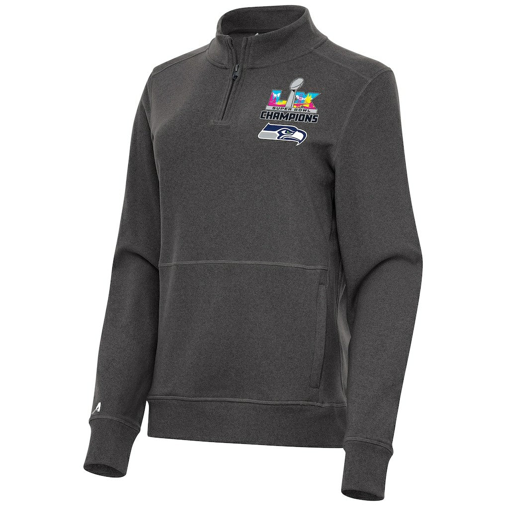 Seattle Seahawks Antigua Women's Super Bowl LX Champions Crush Quarter-Zip Pullover - Charcoal online
