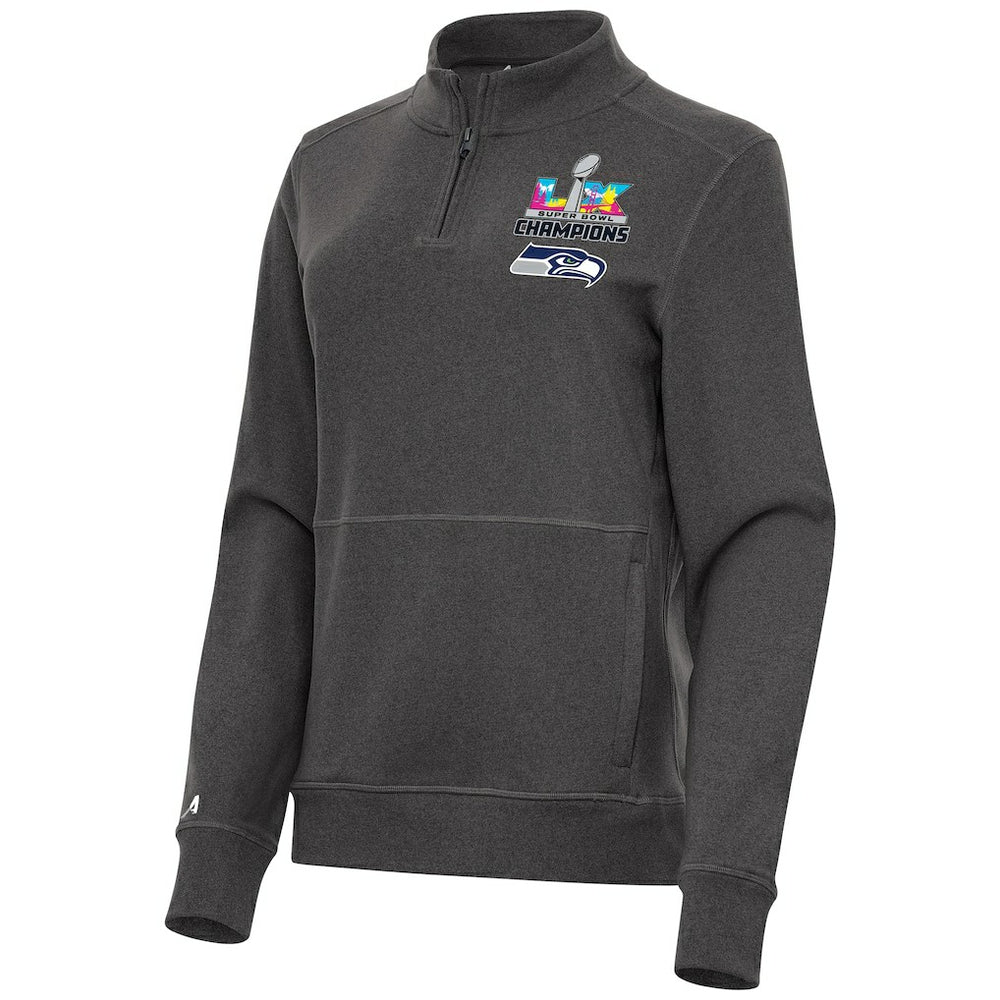 Seattle Seahawks Antigua Women's Super Bowl LX Champions Crush Quarter-Zip Pullover - Charcoal online