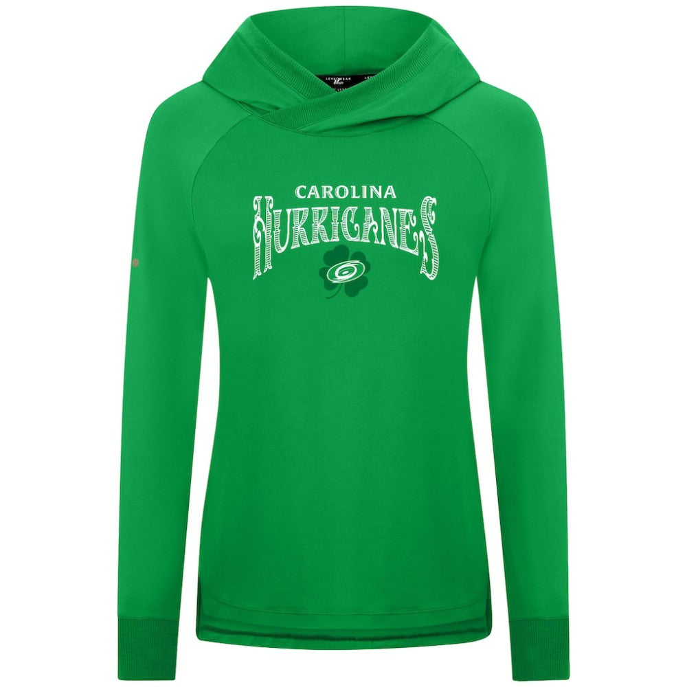 Carolina Hurricanes Levelwear Women's St. Patrick's Day Slender Raglan Hoodie - Kelly Green Hoodies