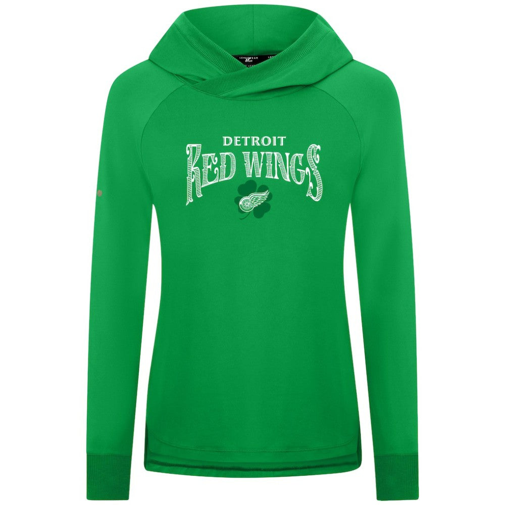 Detroit Red Wings Levelwear Women's St. Patrick's Day Slender Raglan Hoodie - Kelly Green Hoodies