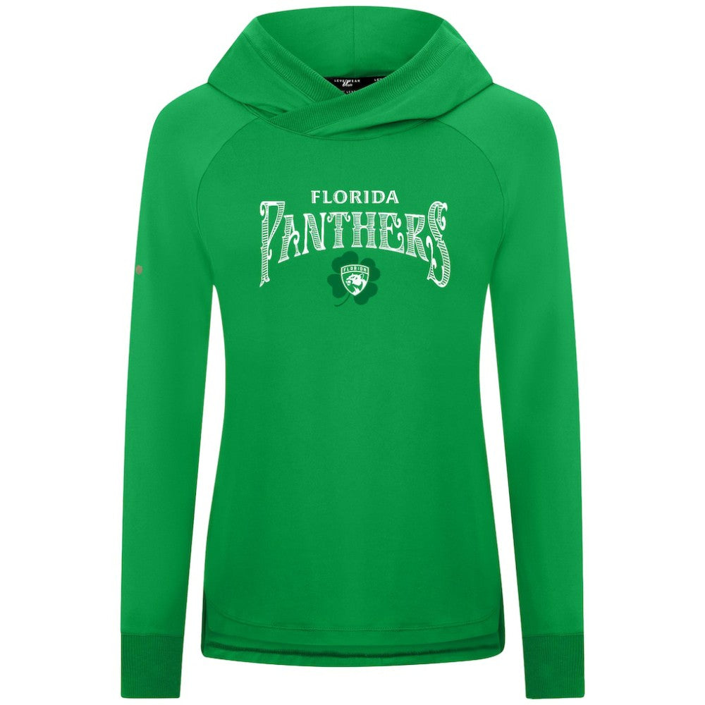Florida Panthers Levelwear Women's St. Patrick's Day Slender Raglan Hoodie - Kelly Green Hoodies