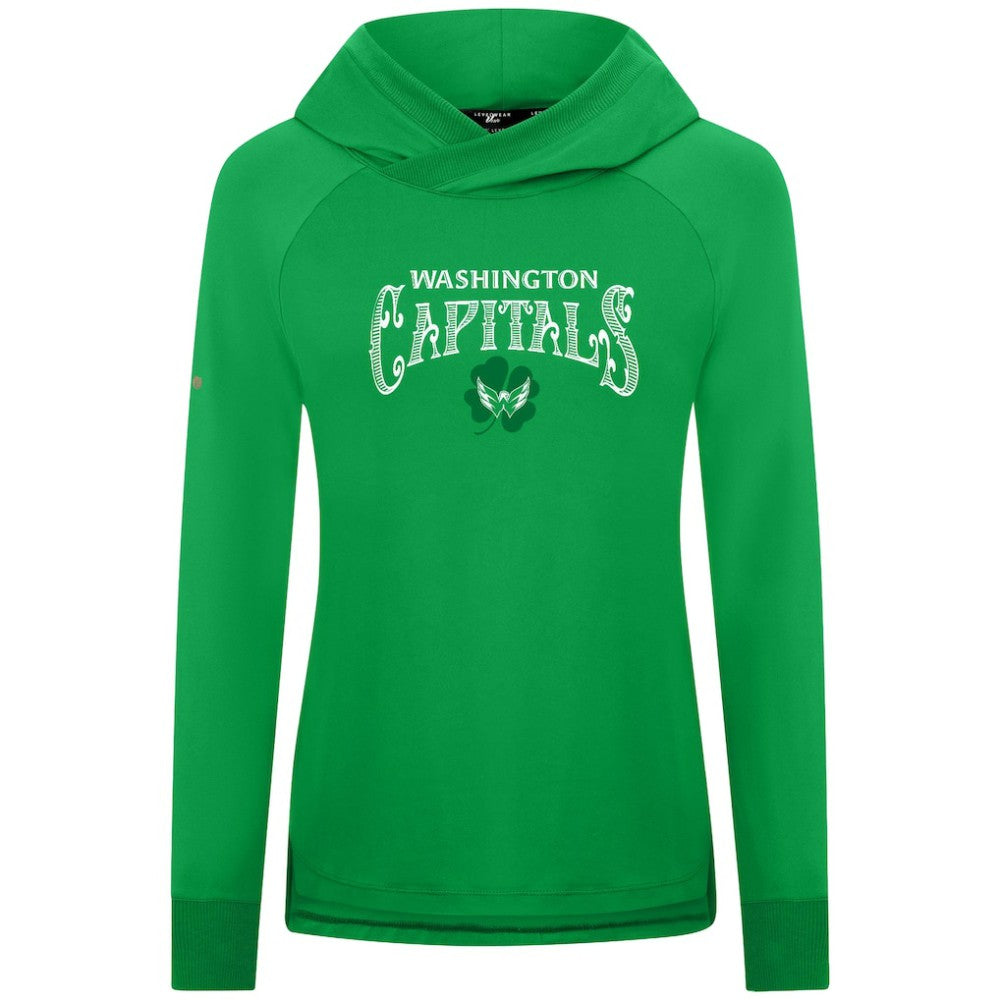Washington Capitals Levelwear Women's St. Patrick's Day Slender Raglan Hoodie - Kelly Green Hoodies