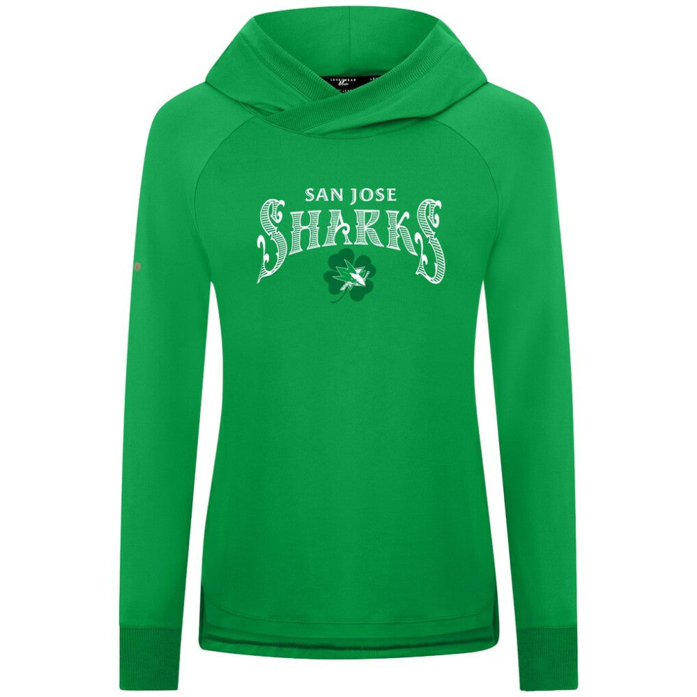 San Jose Sharks Levelwear Women's St. Patrick's Day Slender Raglan Hoodie - Kelly Green Hoodies