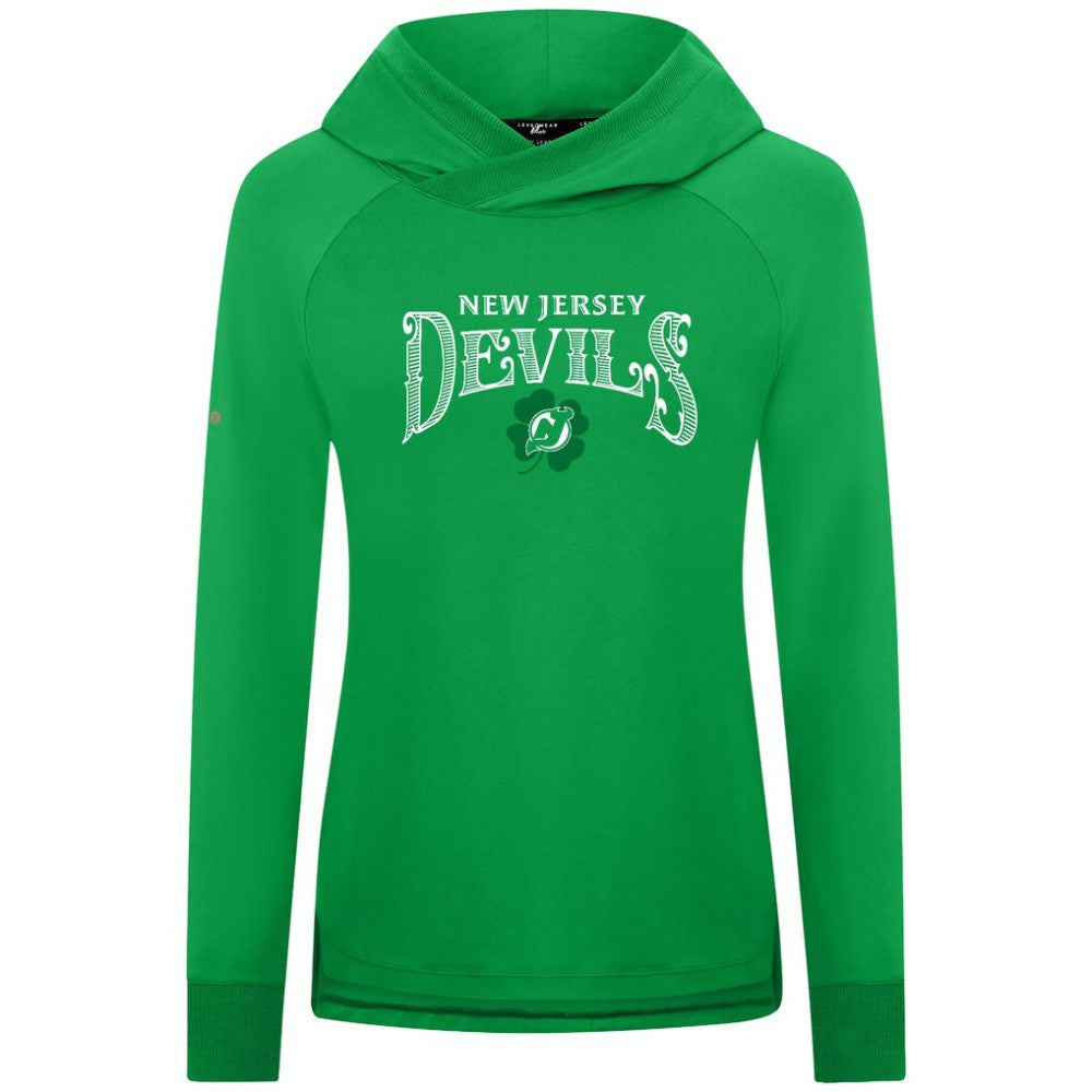 New Jersey Devils Levelwear Women's St. Patrick's Day Slender Raglan Hoodie - Kelly Green Jerseys