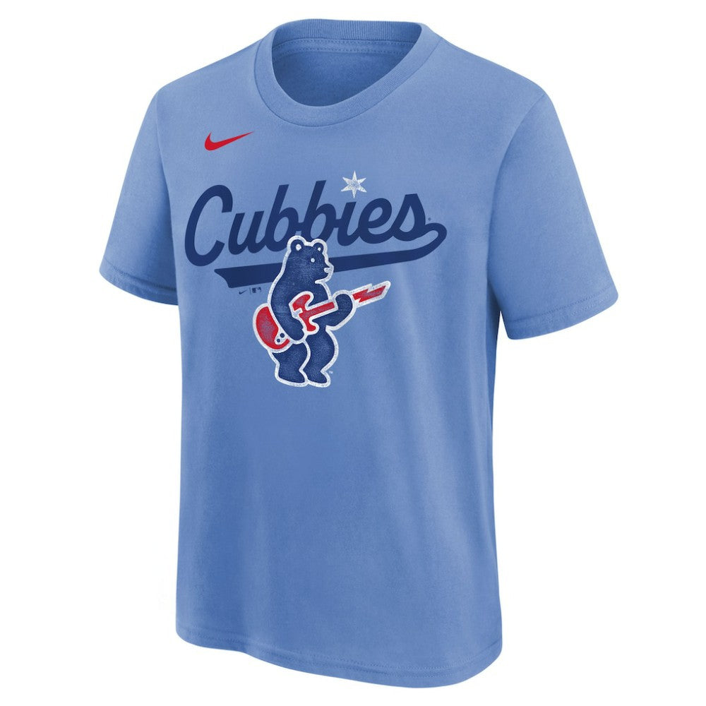 Chicago Cubs Youth Electric Bear Alternate T-Shirt Light Blue