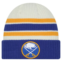 Buffalo Sabres New Era Vintage Cuffed Knit Hat - Cream/Royal Hats