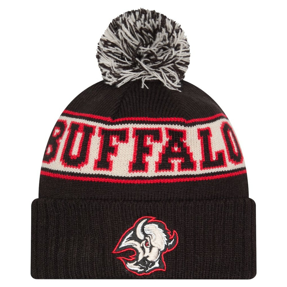 Buffalo Sabres New Era Retro Cuffed Knit Hat with Pom - Black Hats