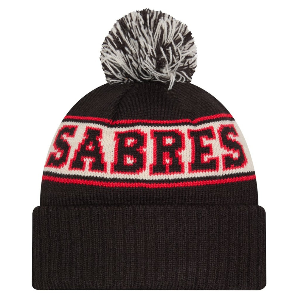 Buffalo Sabres New Era Retro Cuffed Knit Hat with Pom - Black Hats