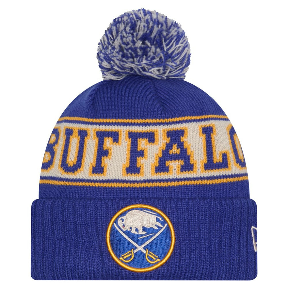 Buffalo Sabres New Era Retro Cuffed Knit Hat with Pom - Royal Hats