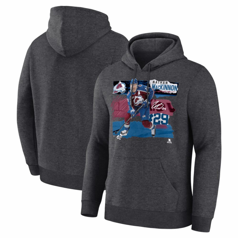 Nathan MacKinnon Colorado Avalanche Fresh Ice Hoodie - Charcoal Hoodies