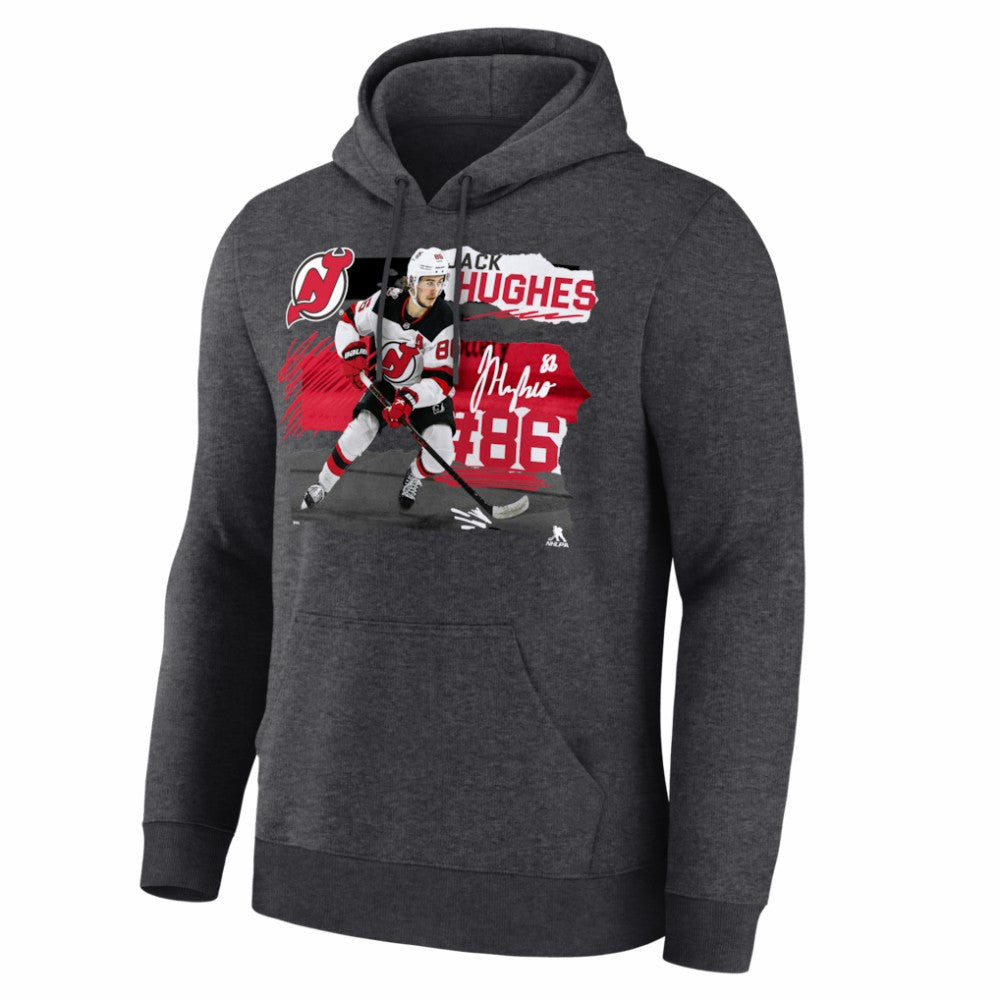 Jack Hughes New Jersey Devils Fresh Ice Hoodie - Charcoal Jerseys