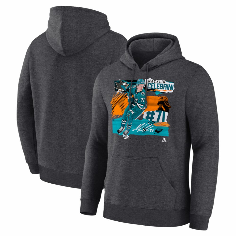 Macklin Celebrini San Jose Sharks Fresh Ice Hoodie - Charcoal Hoodies