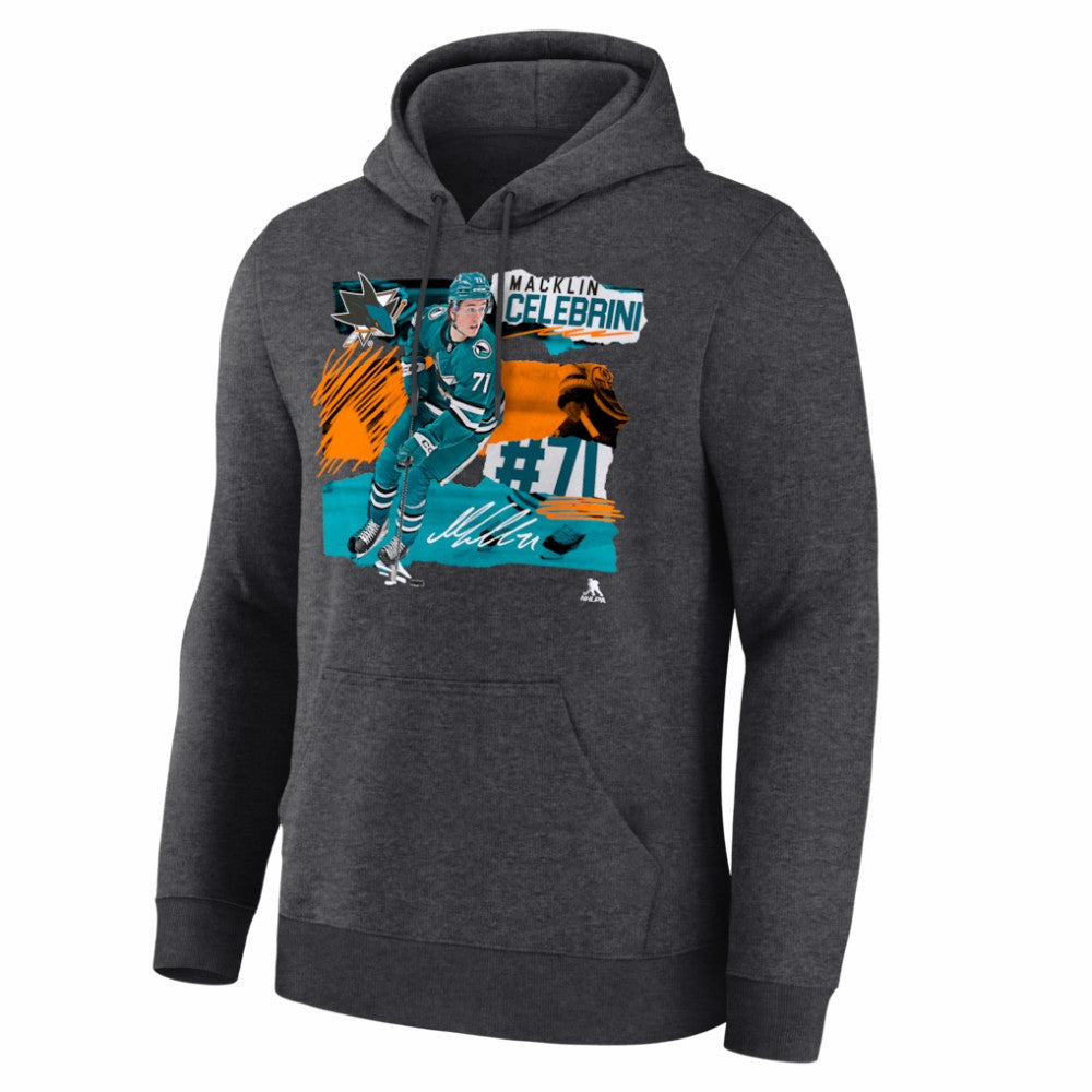 Macklin Celebrini San Jose Sharks Fresh Ice Hoodie - Charcoal Hoodies