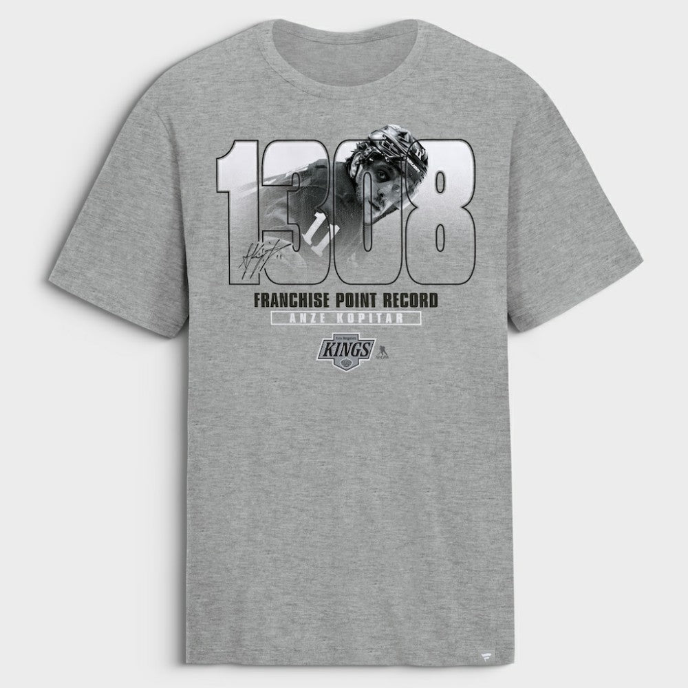 Anze Kopitar Los Angeles Kings Franchise Points Record T-Shirt - Gray T-shirts