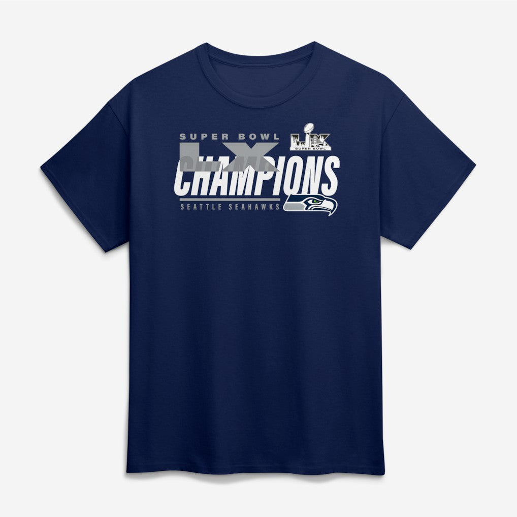 Seattle Seahawks Super Bowl LX Champions Big & Tall Iconic Victory T-Shirt - College Navy sale