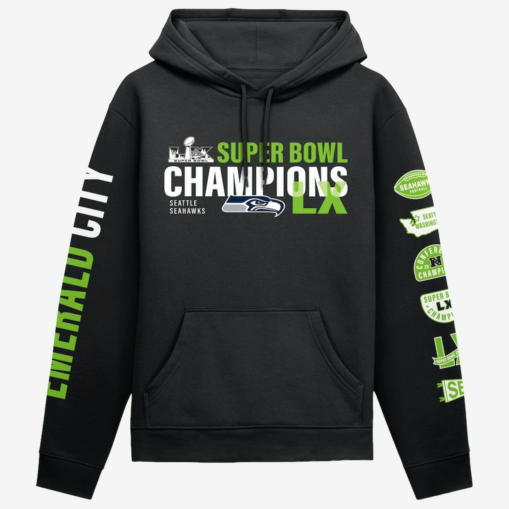 Seattle Seahawks Super Bowl LX Champions Four Piece Hoodie - Black for sale
