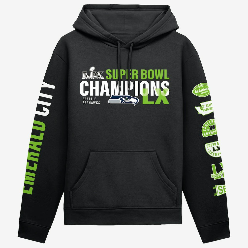 Seattle Seahawks Super Bowl LX Champions Four Piece Hoodie - Black for sale