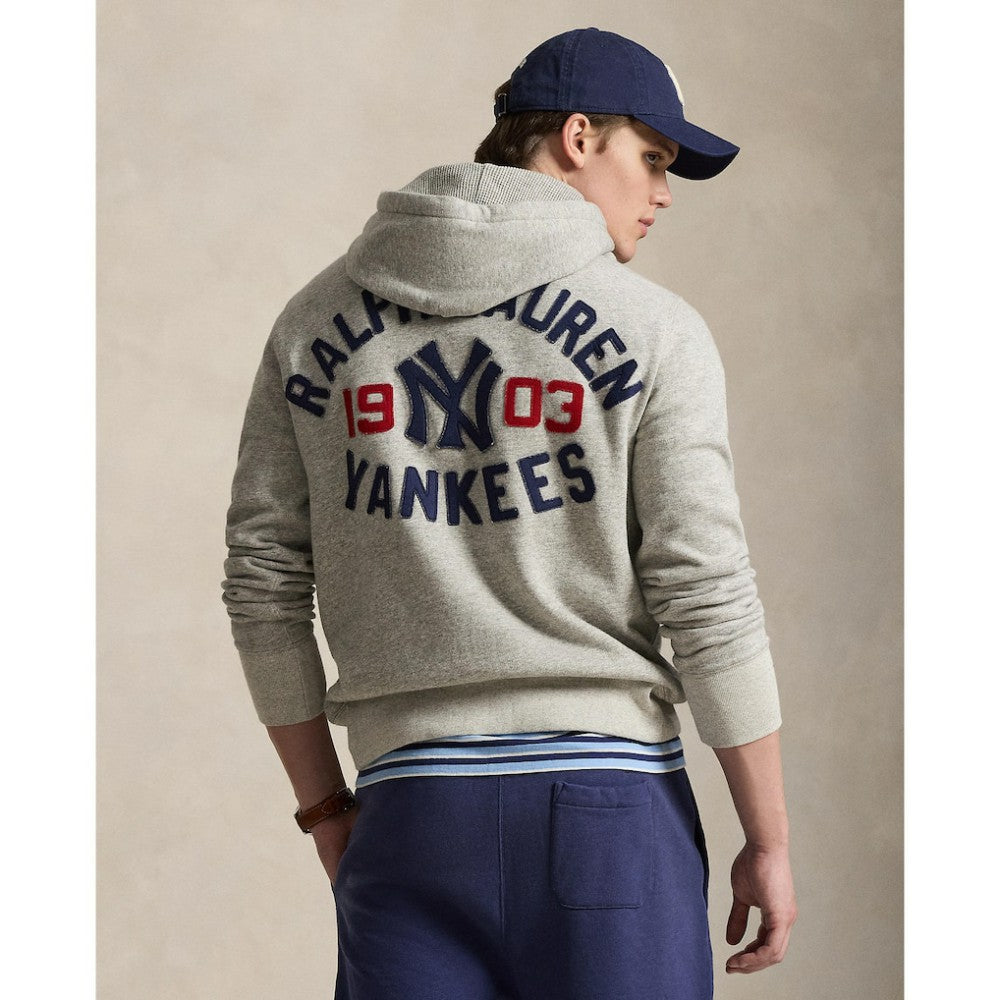 Yankees Polo Ralph Lauren Fleece Hoodie Gray