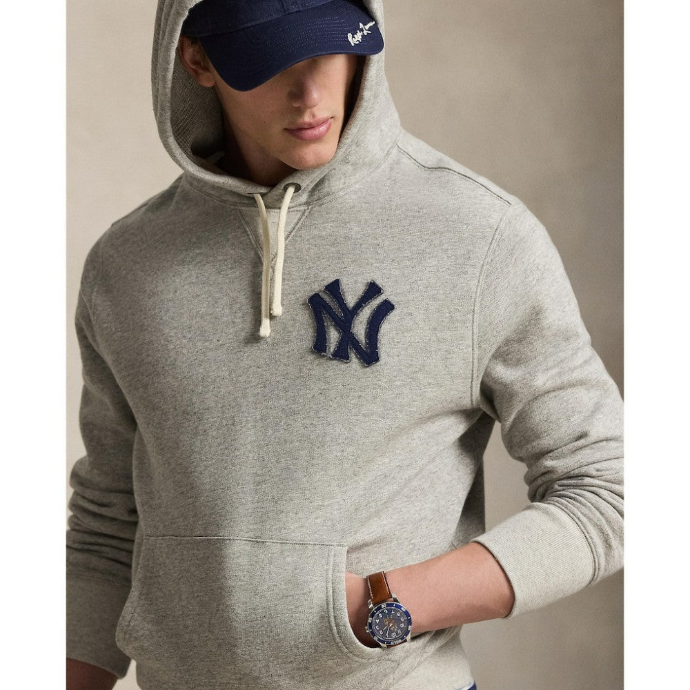 Yankees Polo Ralph Lauren Fleece Hoodie Gray