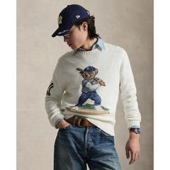 Yankees Polo Ralph Lauren Bear Sweater White