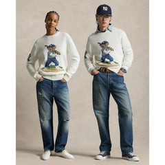 Yankees Polo Ralph Lauren Bear Sweater White