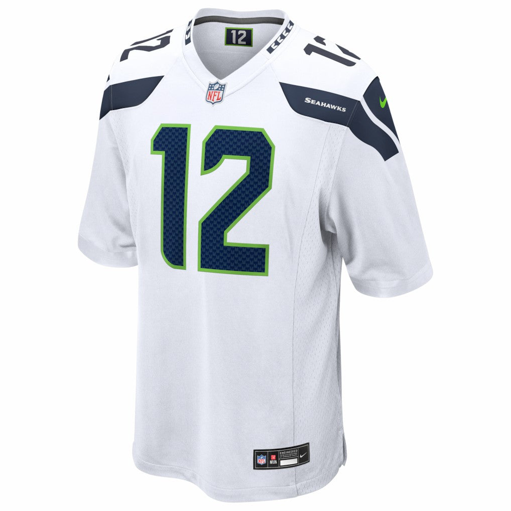 12s Seattle Seahawks Game Jersey - White on sale