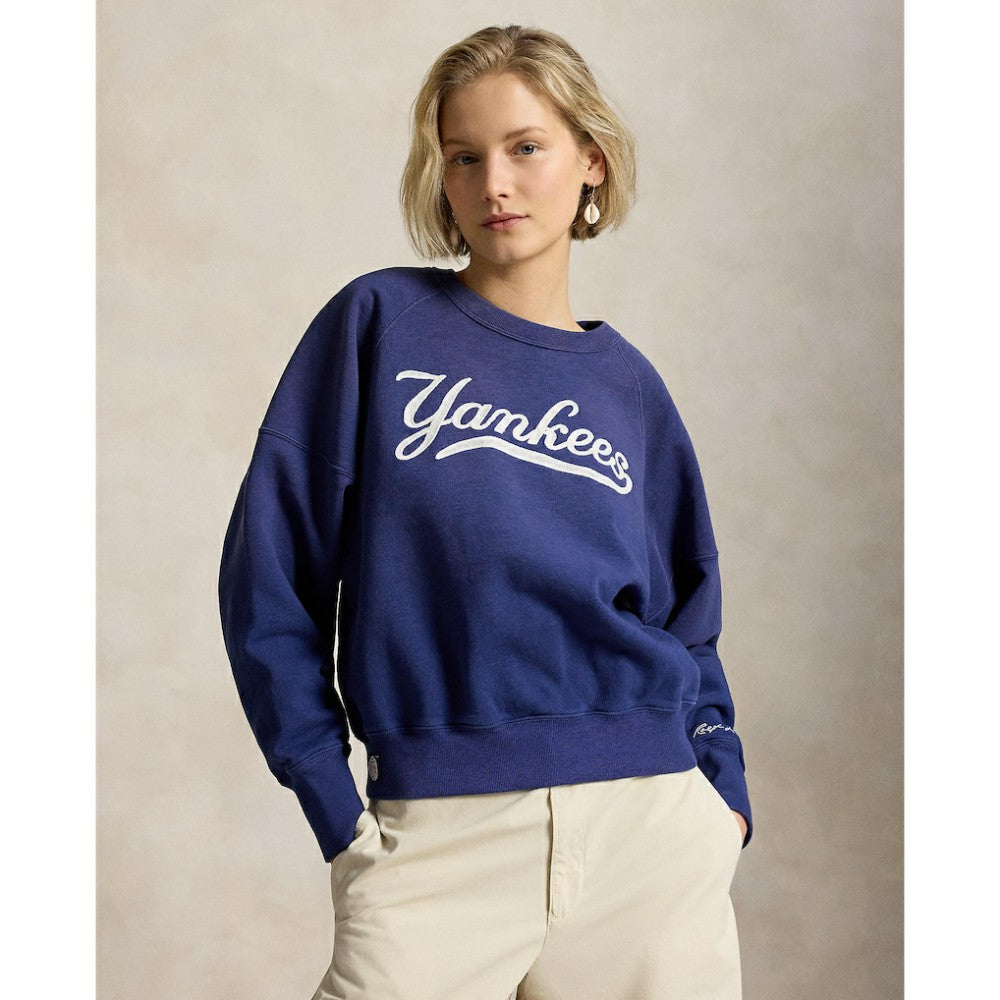 Yankees Polo Ralph Lauren Women's Vintage Knit Sweatshirt Navy