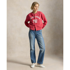 Yankees Polo Ralph Lauren Women's Seasonal Knit Full-Snap Cardigan Red