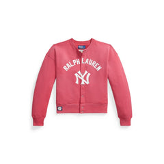 Yankees Polo Ralph Lauren Women's Seasonal Knit Full-Snap Cardigan Red