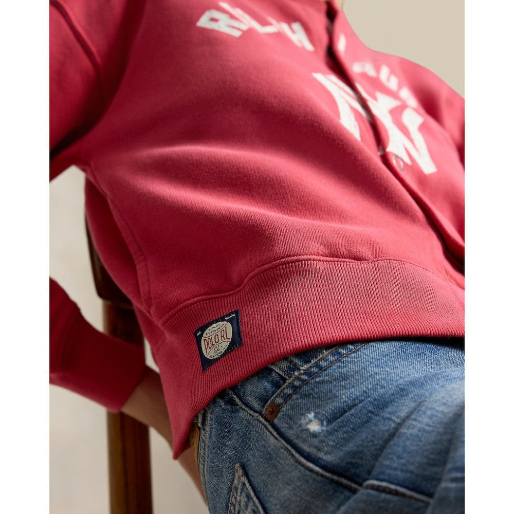 Yankees Polo Ralph Lauren Women's Seasonal Knit Full-Snap Cardigan Red