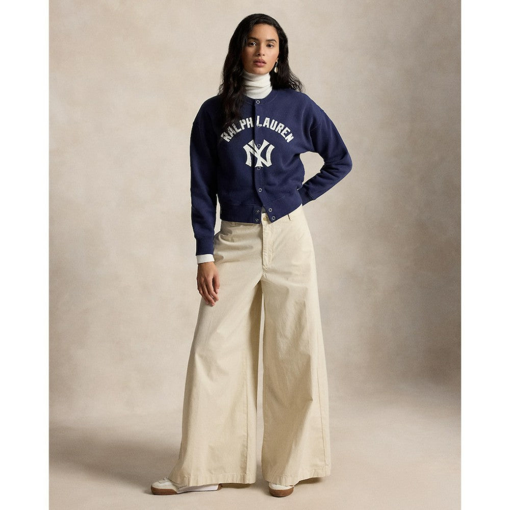 Yankees Polo Ralph Lauren Women's Seasonal Knit Full-Snap Cardigan Navy