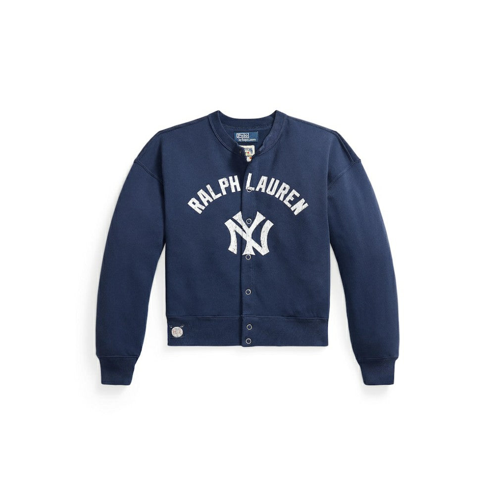 Yankees Polo Ralph Lauren Women's Seasonal Knit Full-Snap Cardigan Navy