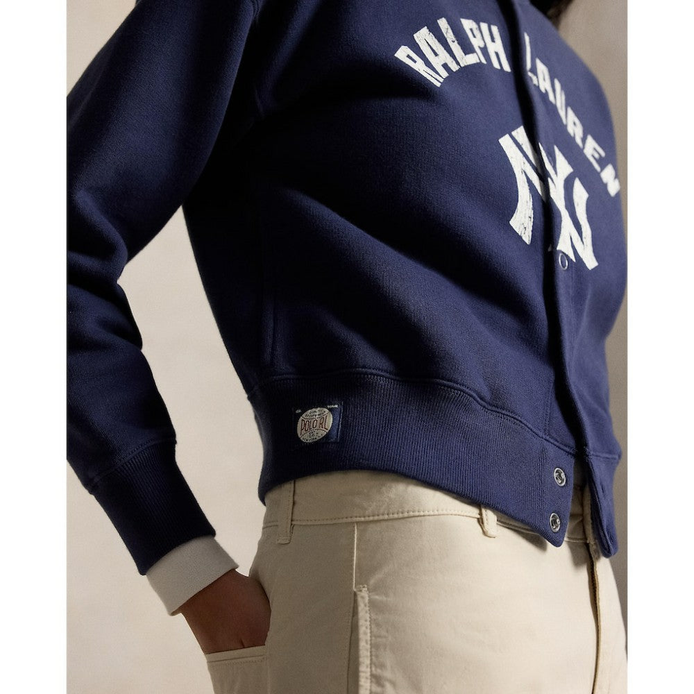 Yankees Polo Ralph Lauren Women's Seasonal Knit Full-Snap Cardigan Navy