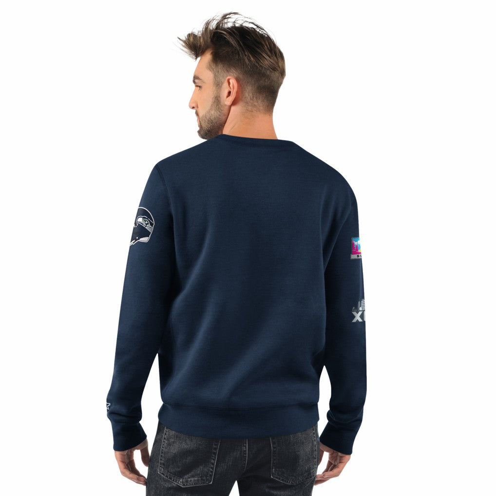 Seattle Seahawks Starter Two-Time Super Bowl Champions Classic Fleece Sweatshirt - College Navy outlet