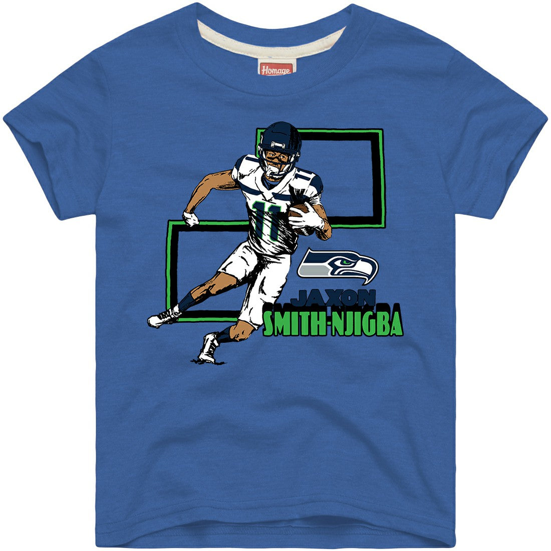 Jaxon Smith-Njigba Seattle Seahawks Homage Youth Draft Tri-Blend T-Shirt - Royal cheap
