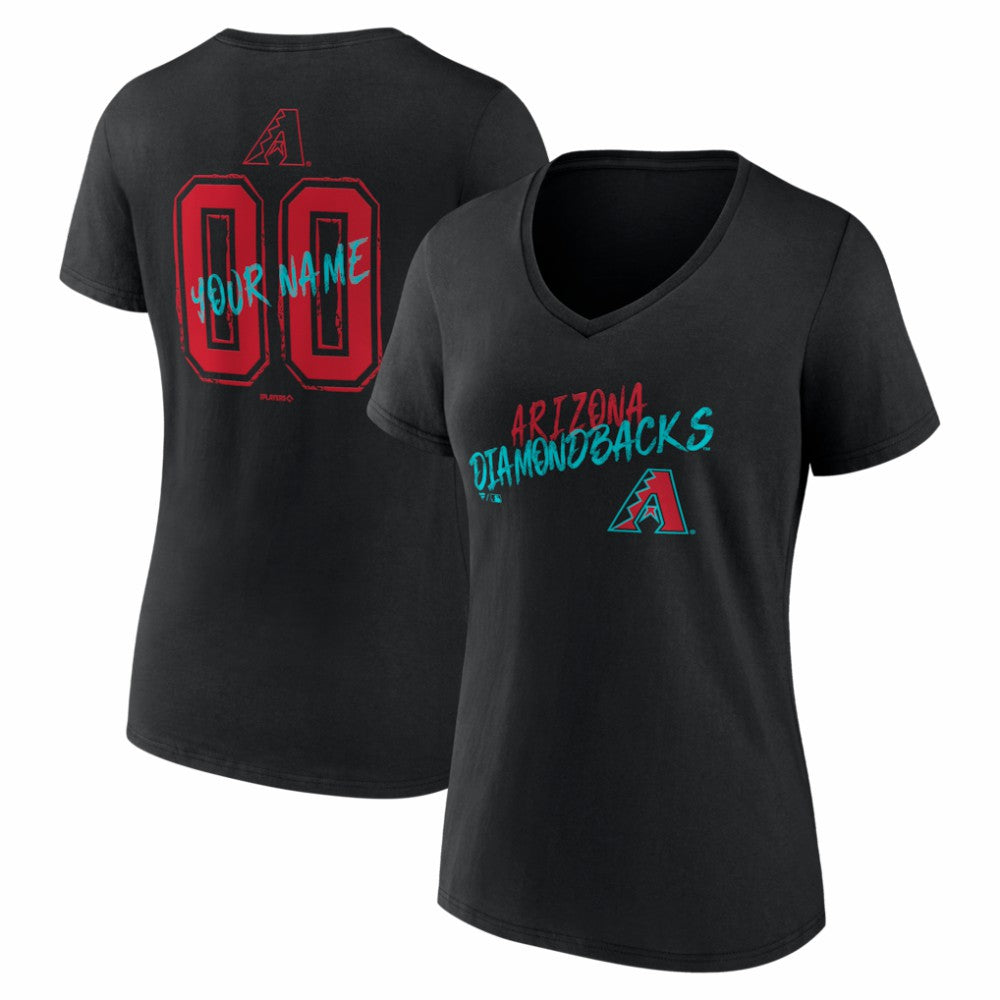 Arizona Diamondbacks Women's Hustle Personalized Name & Number V-Neck T-Shirt Black