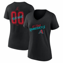 Arizona Diamondbacks Women's Hustle Personalized Name & Number V-Neck T-Shirt Black
