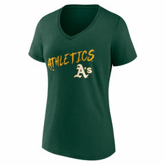 Athletics Women's Hustle Personalized Name & Number V-Neck T-Shirt Green